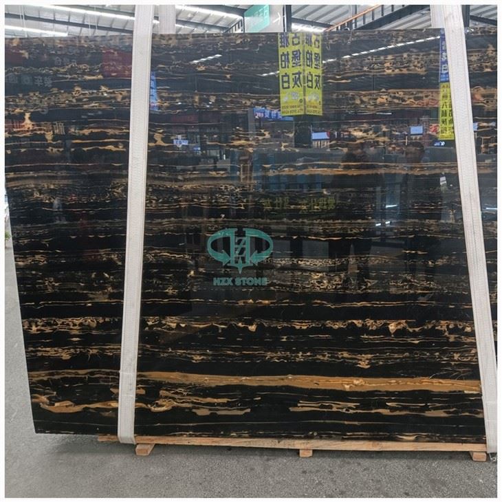 Golden Silver Portoro Marble Slabs For Flooring Tile