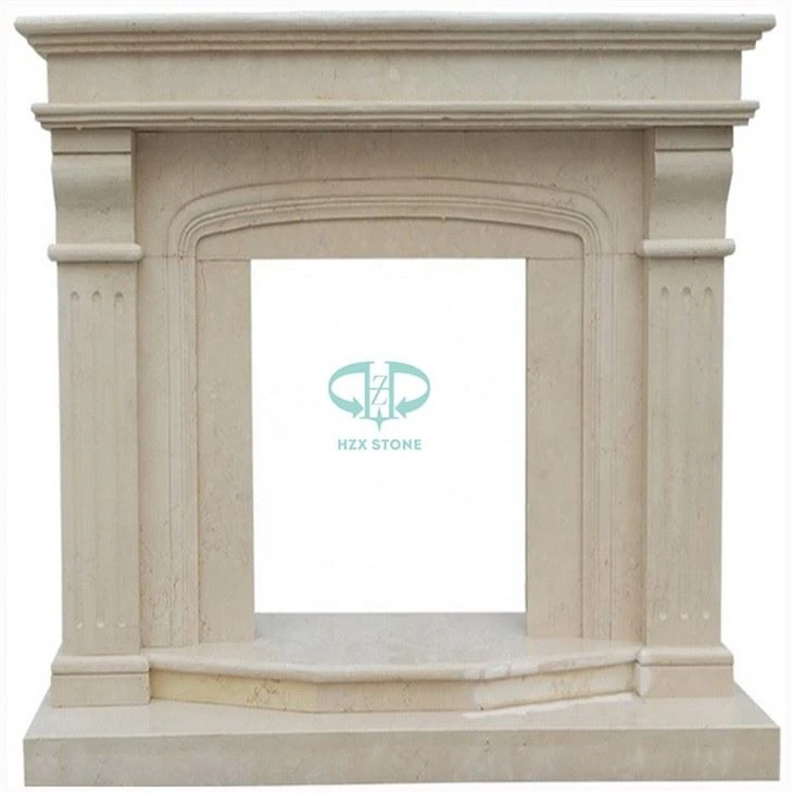 Morden Beige Marble Fireplace