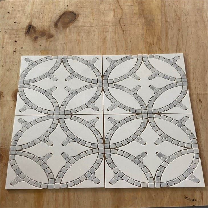 Azulejo de mosaico de mármol blanco cristalino
